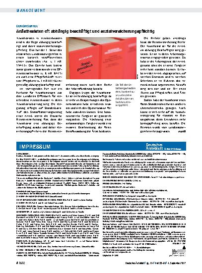 Vorschauseite 1: Gerichtsurteil: Anästhesisten oft abhängig beschäftigt und sozialversicherungspflichtig