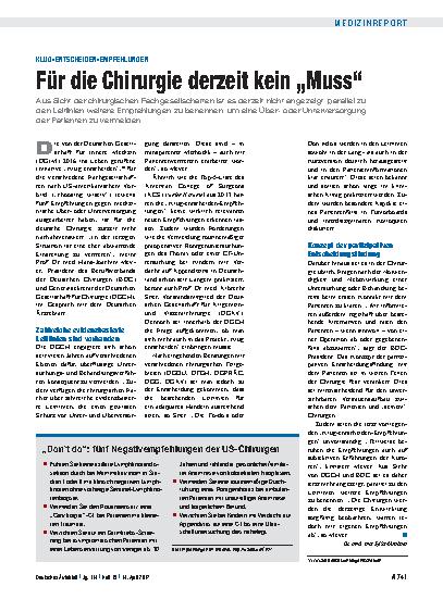 Vorschauseite 1: Klug-entscheiden-Empfehlungen: Für die Chirurgie derzeit kein „Muss“