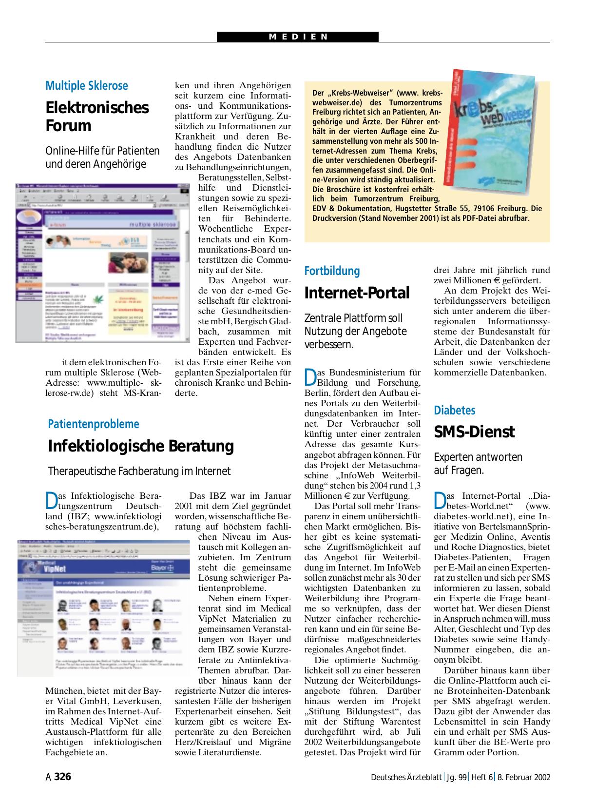 Vorschauseite 1: Diabetes: SMS-Dienst