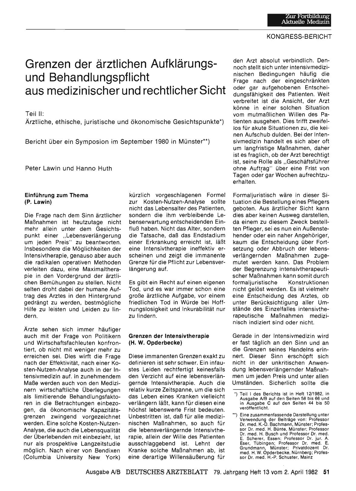 Vorschauseite 1: Grenzen der ärztlichen Aufklärungsund Behandlungspflicht aus medizinischer und rechtlicher Sicht