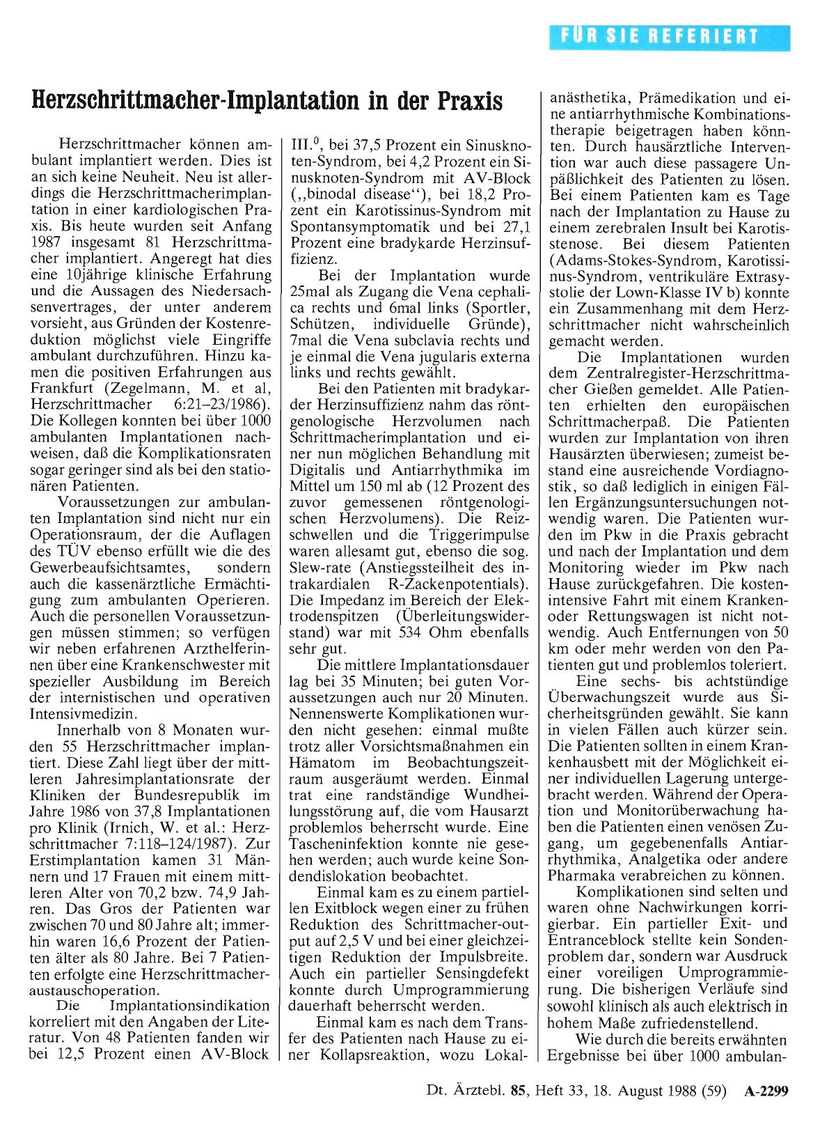Vorschauseite 1: Herzschrittmacher-Implantation in der Praxis