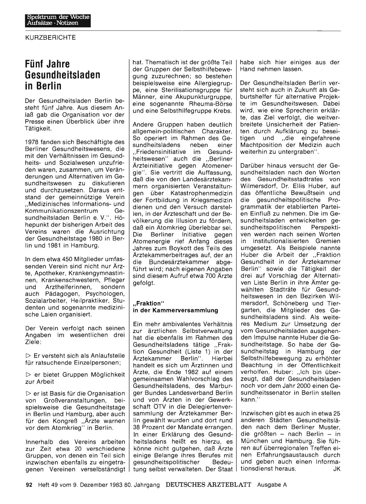 Vorschauseite 1: Fünf Jahre Gesundheitsladen in Berlin