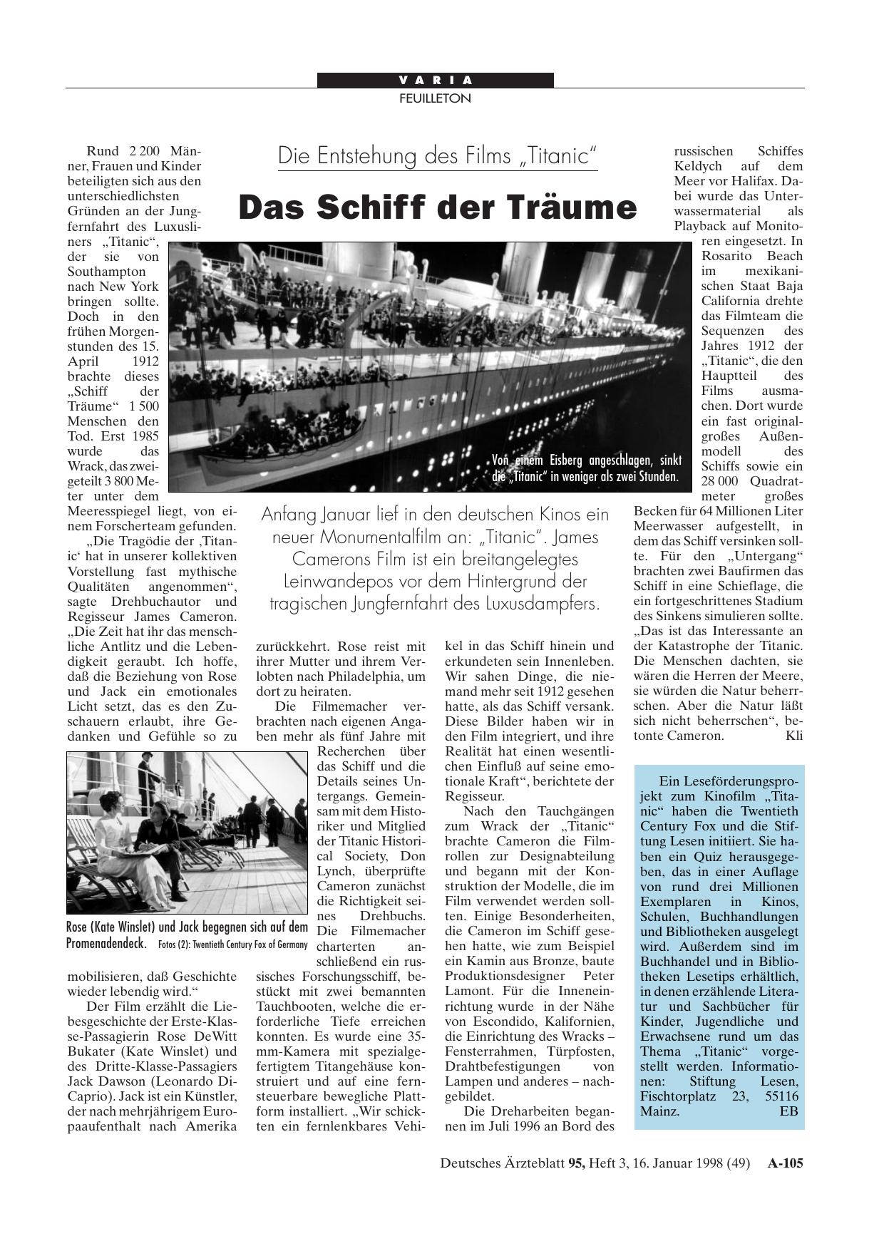 Vorschauseite 1: Die Entstehung des Films „Titanic“: Das Schiff der Träume