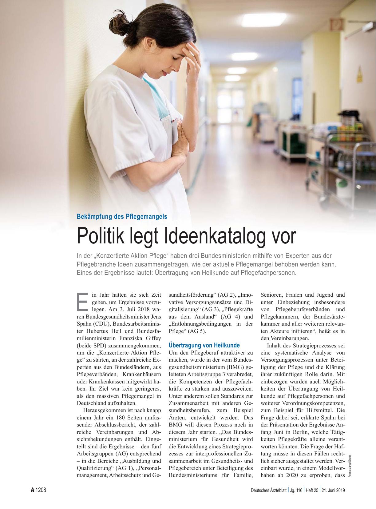 Vorschauseite 1: Bekämpfung des Pflegemangels: Politik legt Ideenkatalog vor