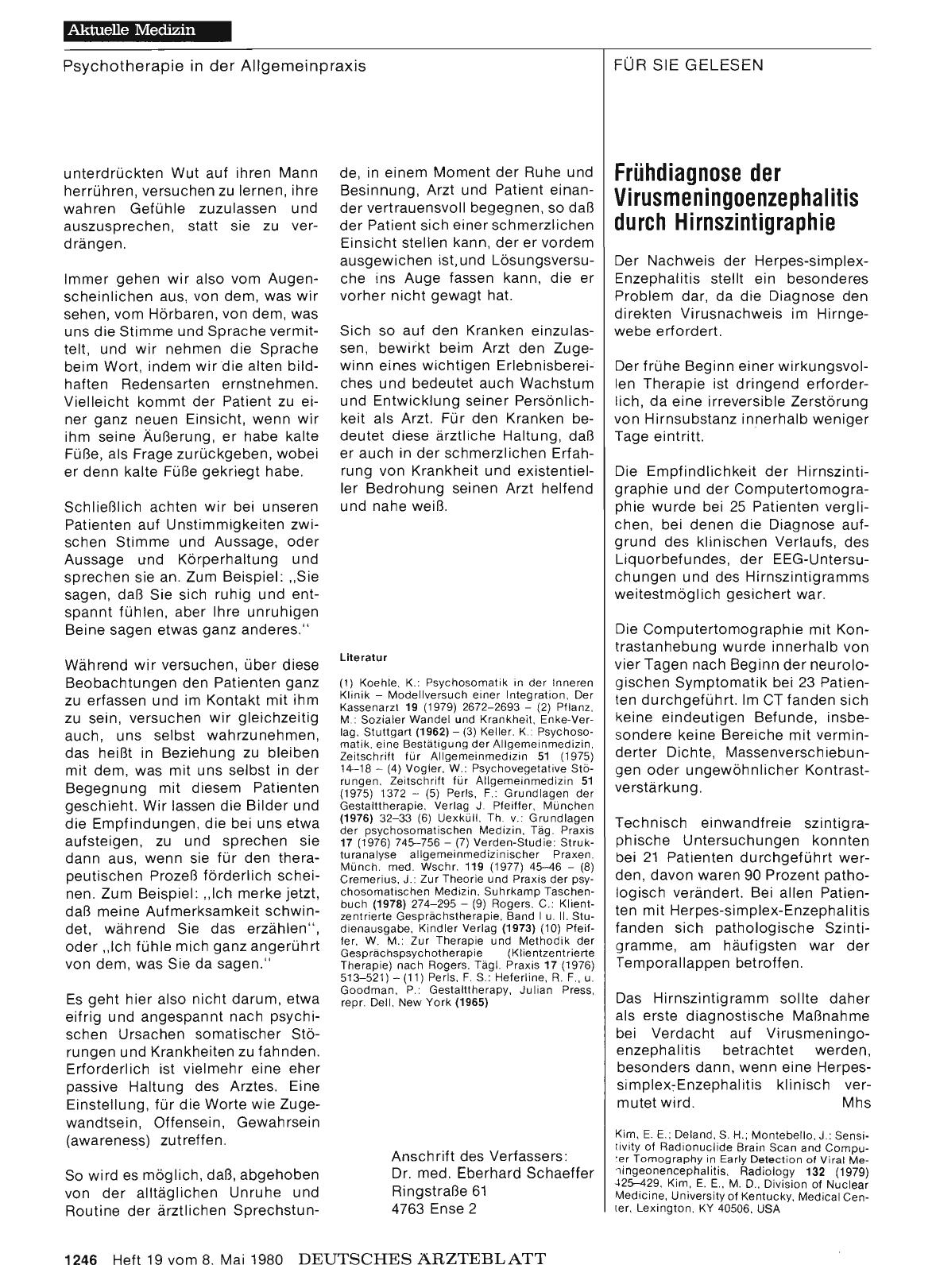 Vorschauseite 1: Frühdiagnose der Virusmeningoenzephalitis durch Hirnszintigraphie