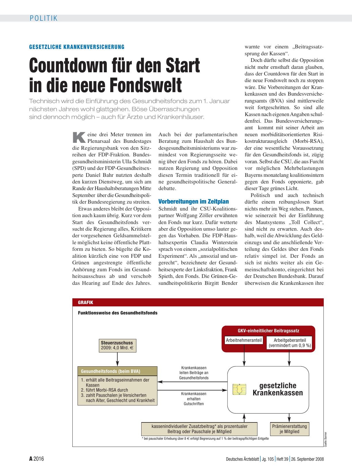 Vorschauseite 1: Gesetzliche Krankenversicherung: Countdown für den Start in die neue Fondswelt