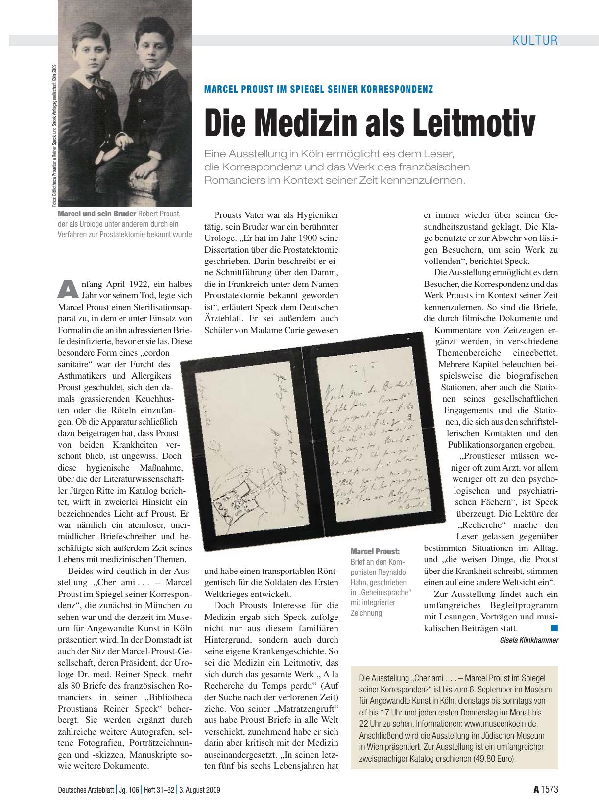 Vorschauseite 1: Marcel Proust im Spiegel seiner Korrespondenz: Die Medizin als Leitmotiv
