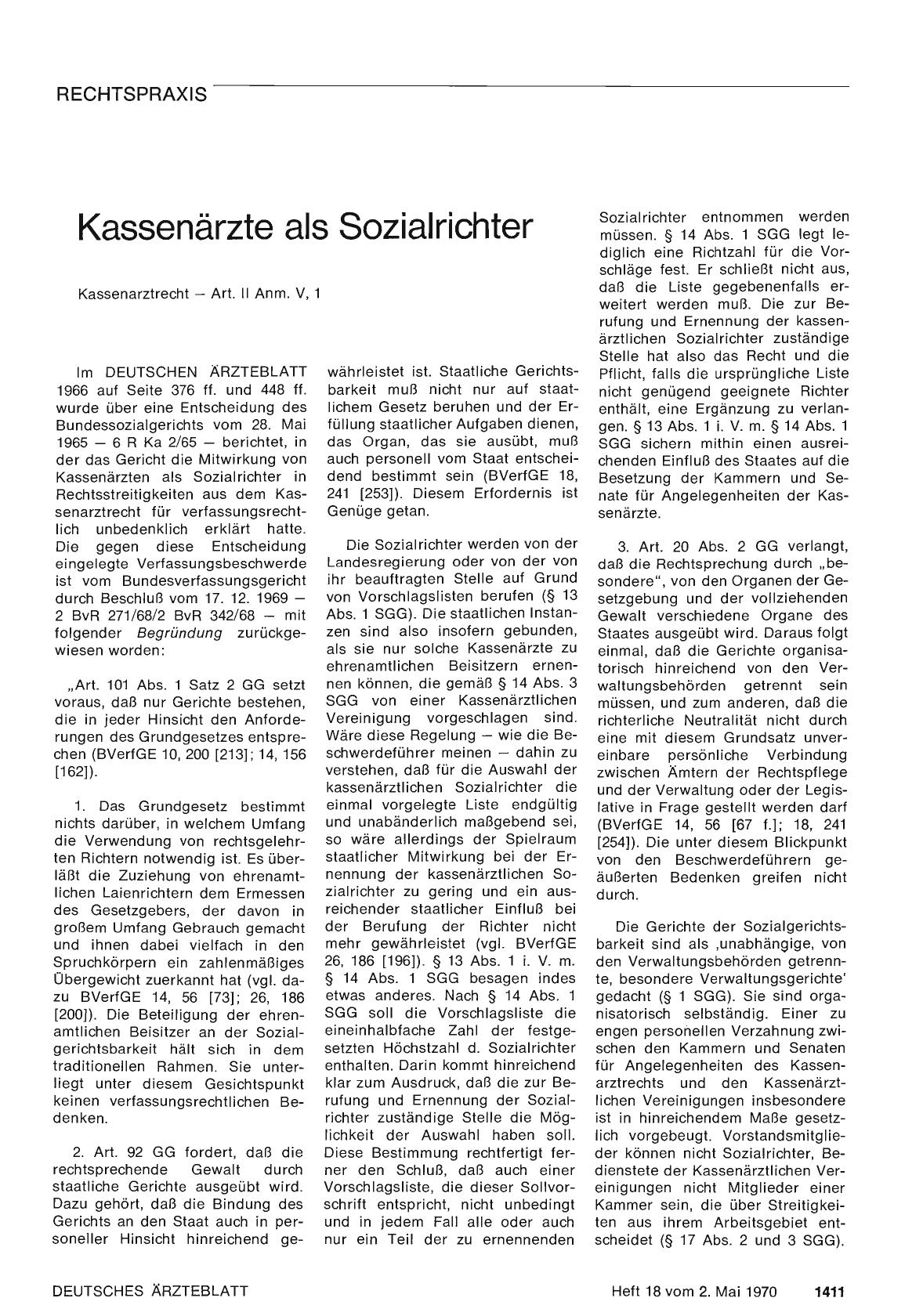 Vorschauseite 1: Kassenärzte als Sozialrichter