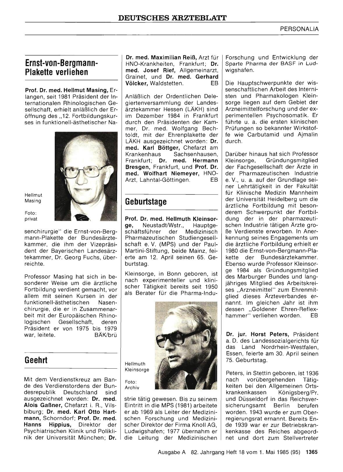 Vorschauseite 1: Ernst-von-Bergmann-Plakette verliehen