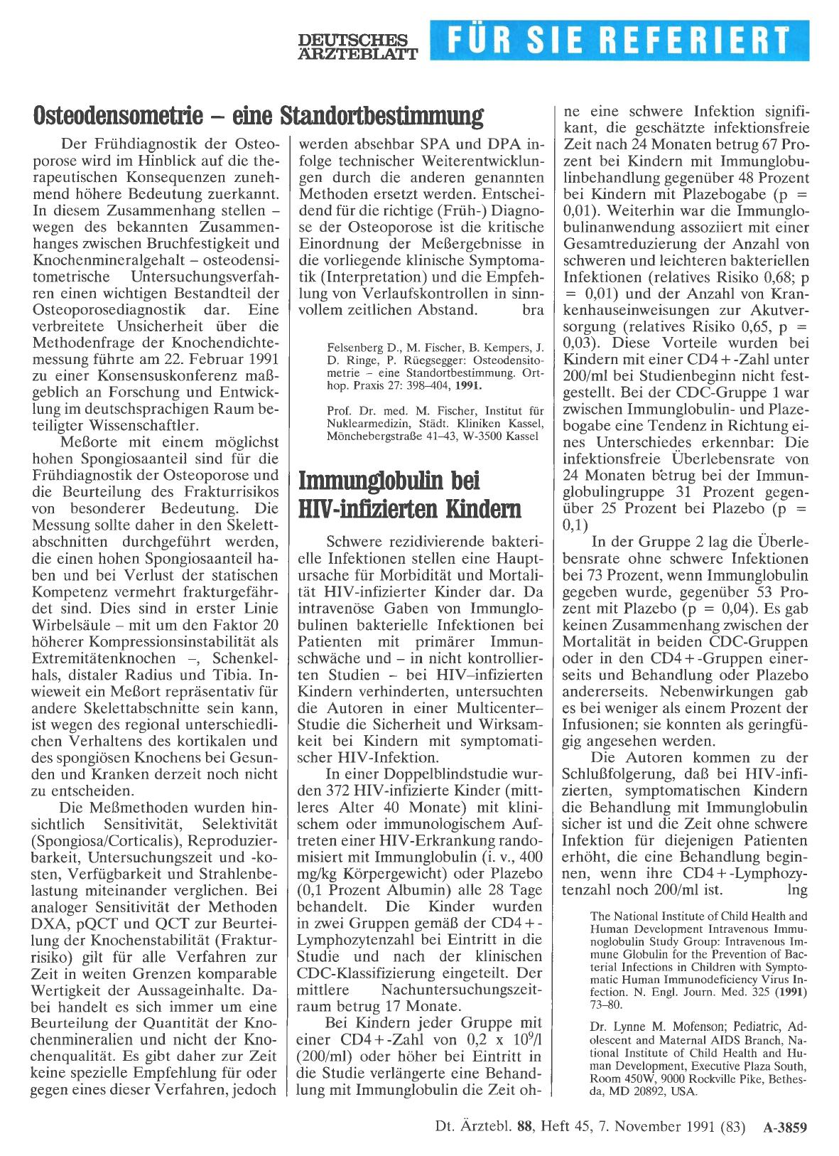 Vorschauseite 1: Immunglobulin bei HIV-infizierten Kindern