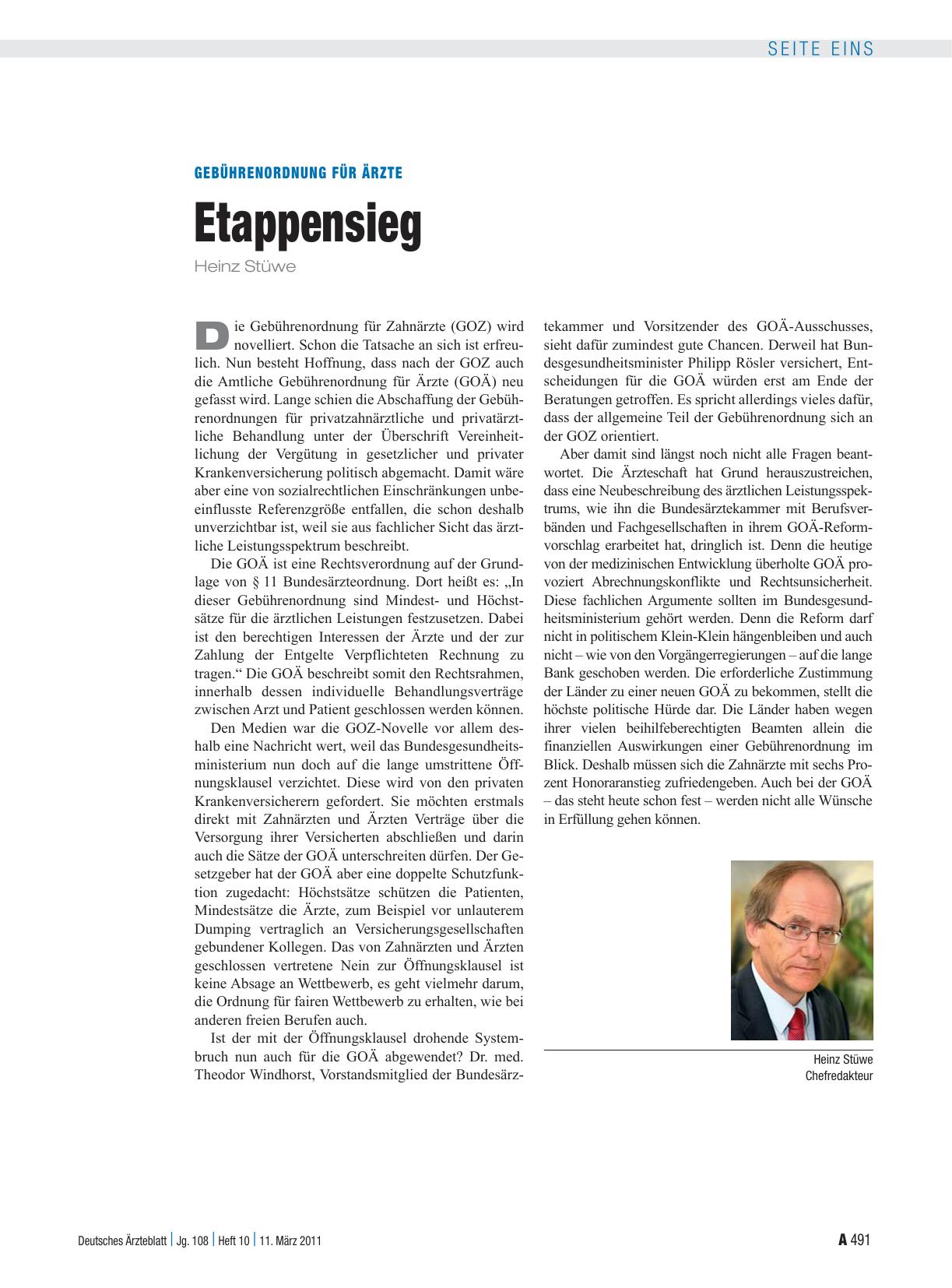 Vorschauseite 1: Gebührenordnung für Ärzte: Etappensieg