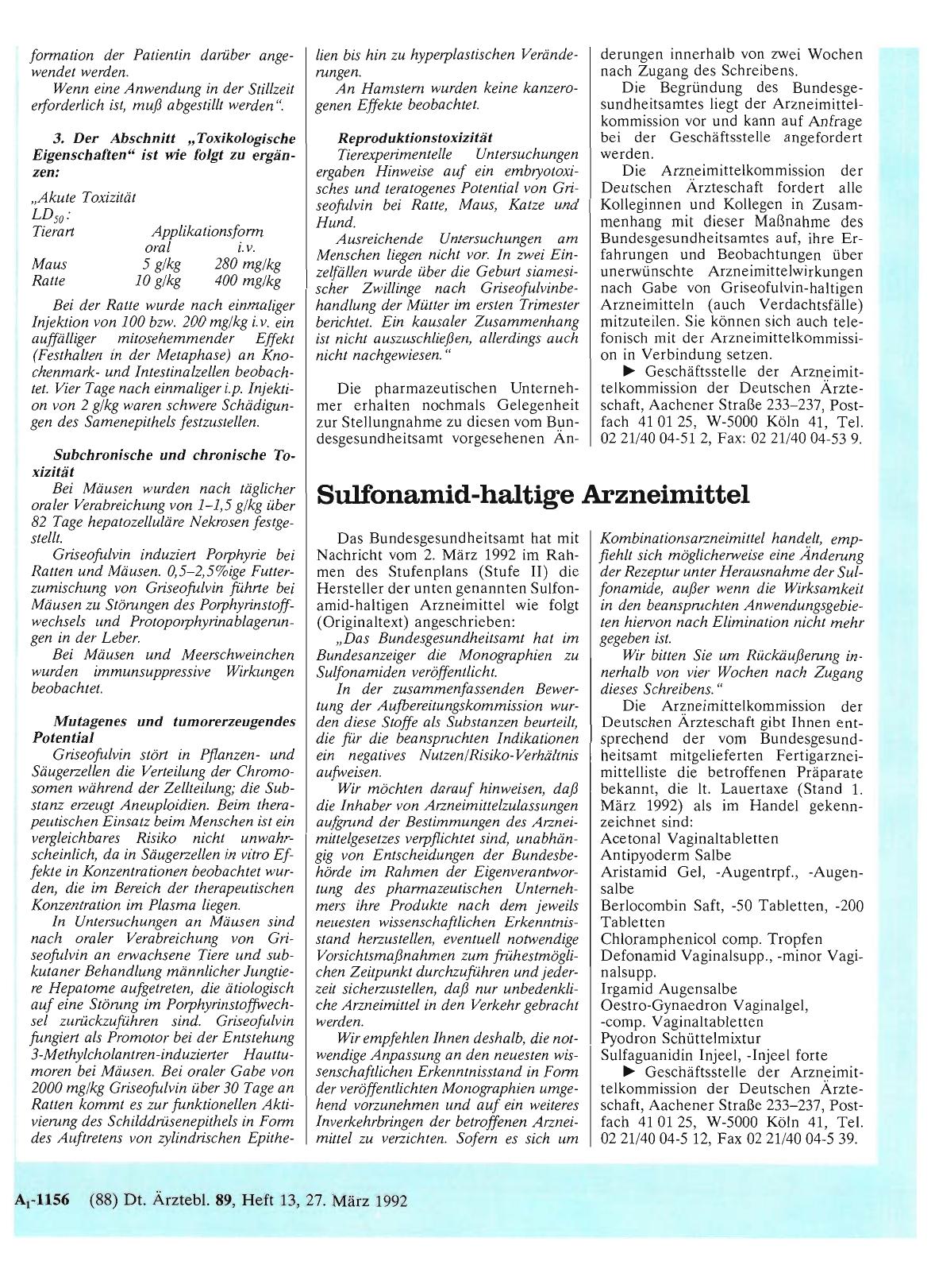 Vorschauseite 1: Sulfonamid-haltige Arzneimittel