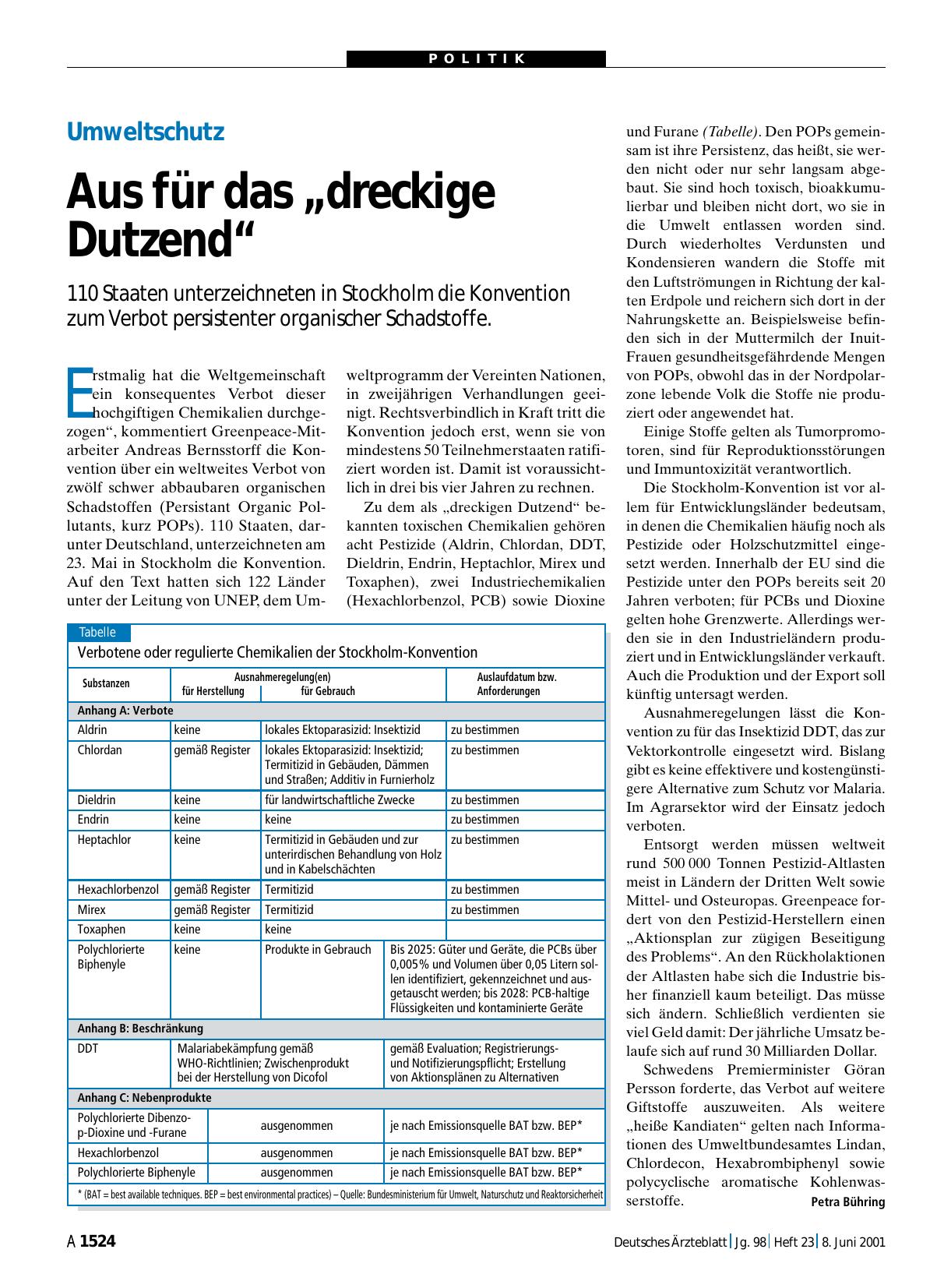 Vorschauseite 1: Umweltschutz: Aus für das „dreckige Dutzend“