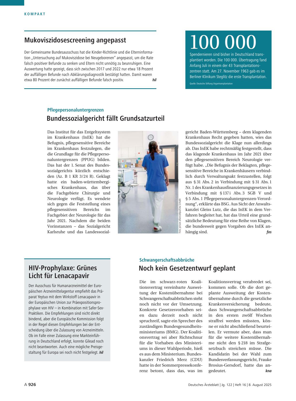 Vorschauseite 1: Schwangerschaftsabbrüche: Noch kein Gesetzentwurf geplant