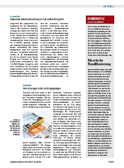 Vorschauseite 1: Arzneimittel: Nationale Nutzenbewertung soll es weiterhin geben