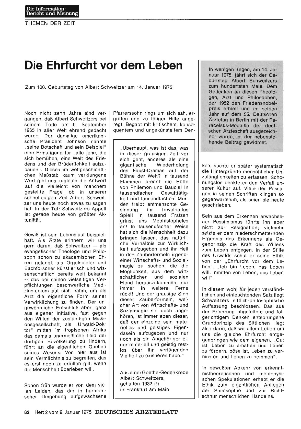 Vorschauseite 1: Die Ehrfurcht vor dem Leben