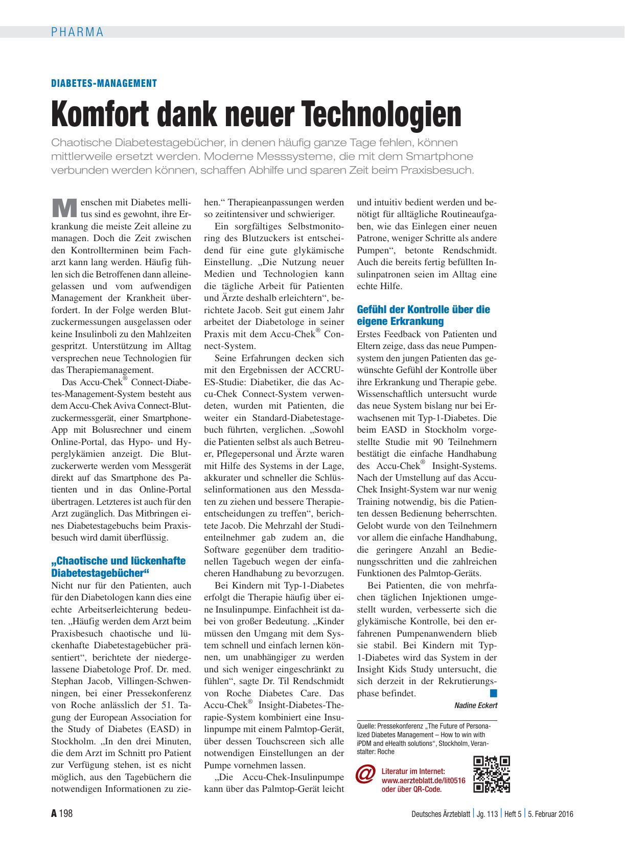 Vorschauseite 1: Diabetes-Management: Komfort dank neuer Technologien