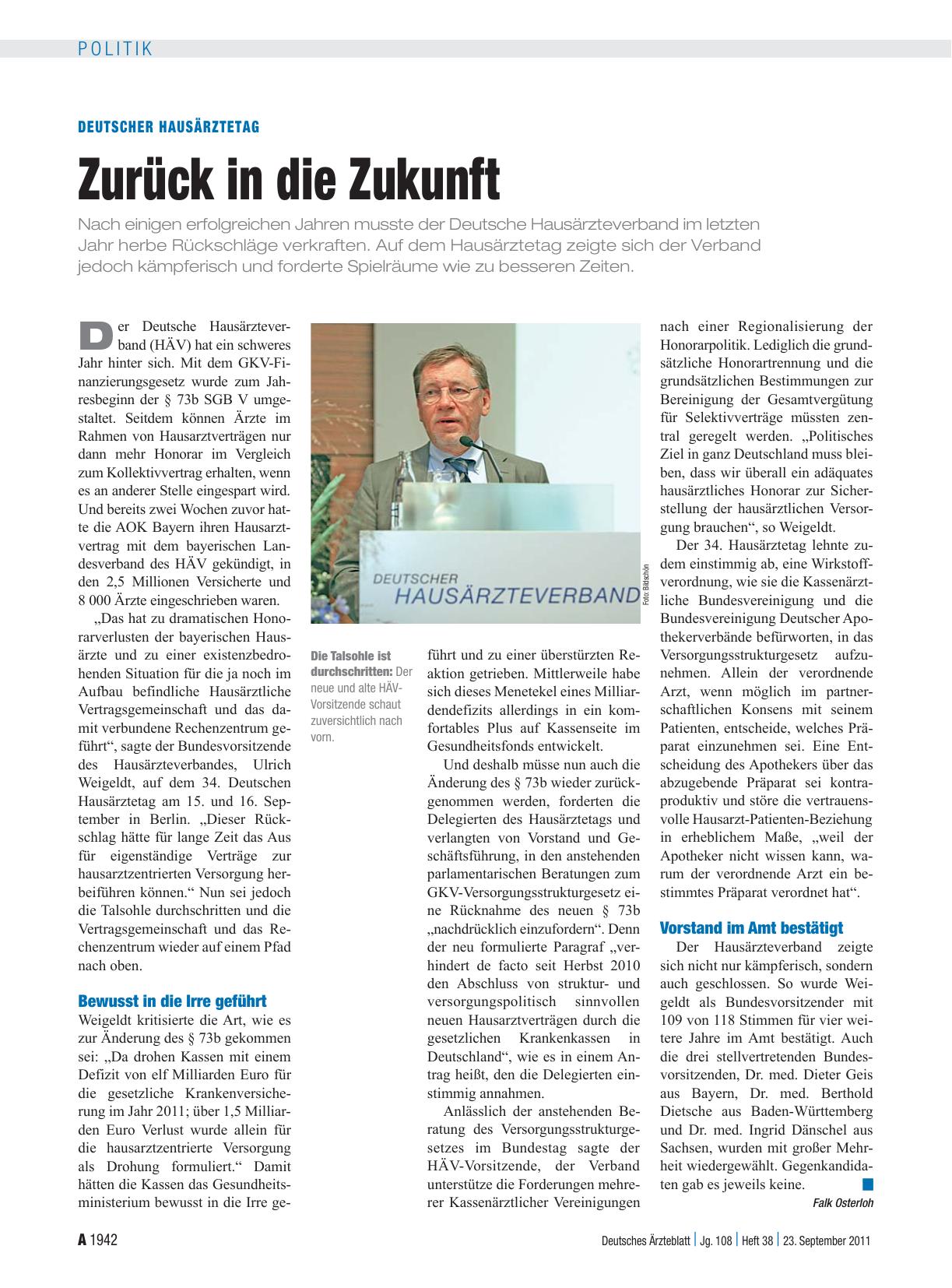 Vorschauseite 1: Deutscher Hausärztetag: Zurück in die Zukunft