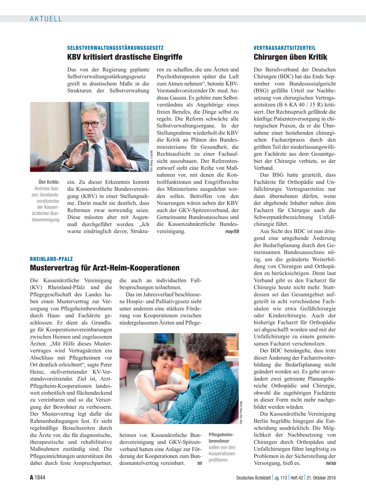 Vorschauseite 1: Vertragsarztsitzurteil: Chirurgen üben Kritik