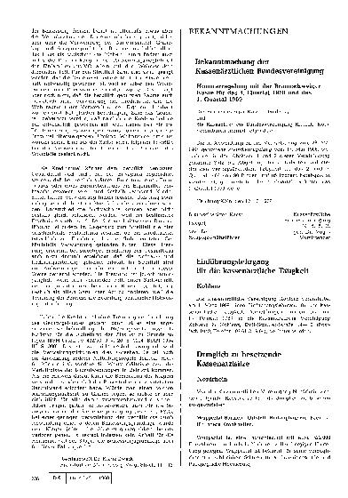 Vorschauseite 1: Bekanntmachung der Kassenärztlichen Bundesvereinigung: Honorarregelung mit der Braunschweiger Kasse für das 4. Quartal 1968 und das 1. Quartal 1969