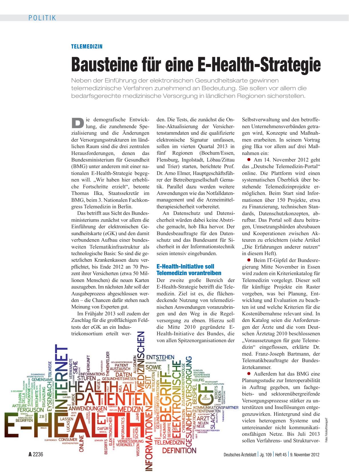 Vorschauseite 1: Telemedizin: Bausteine für eine E-Health-Strategie