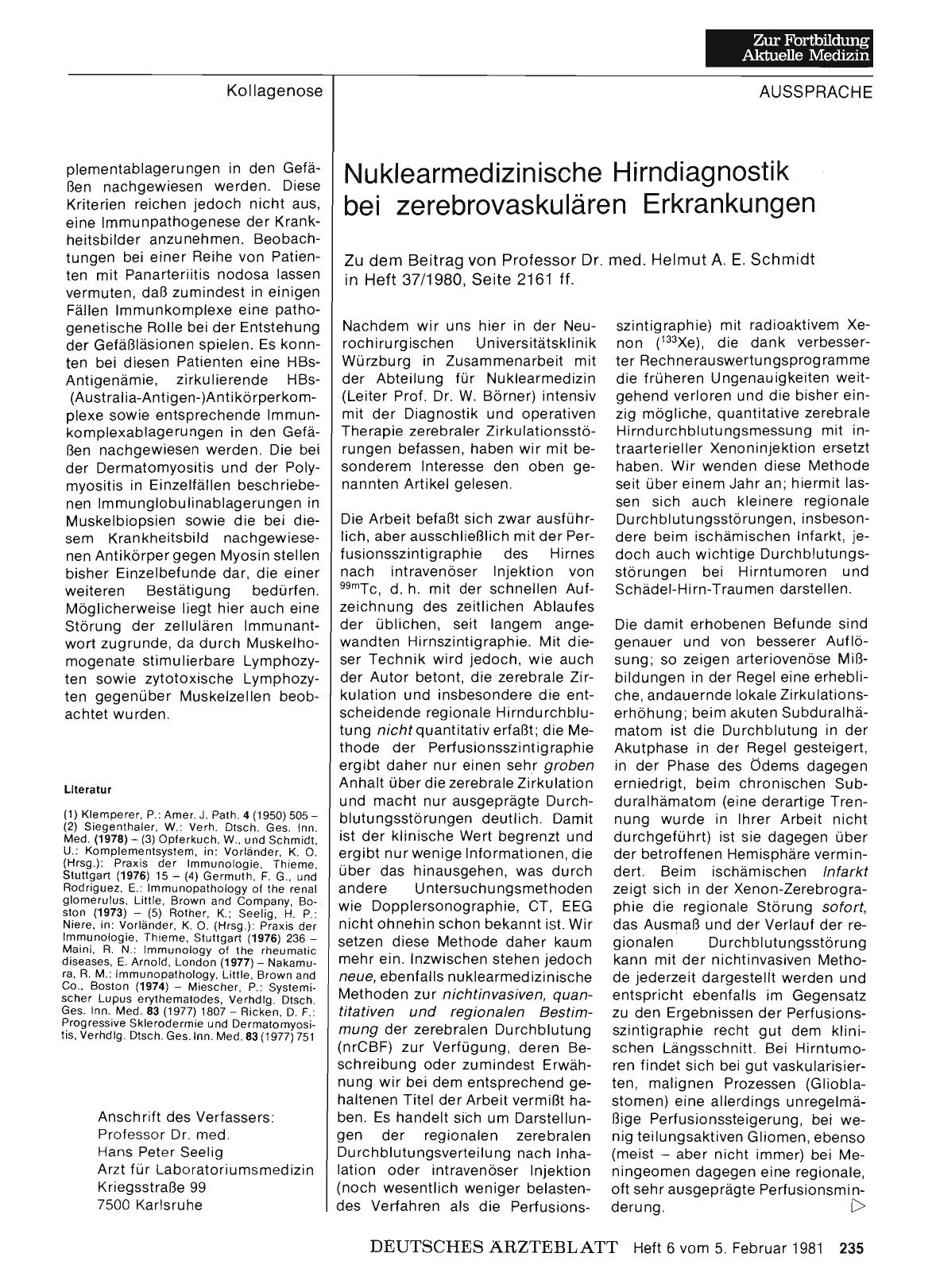 Vorschauseite 1: Nuklearmedizinische Hirndiagnostik bei zerebrovaskulären Erkrankungen