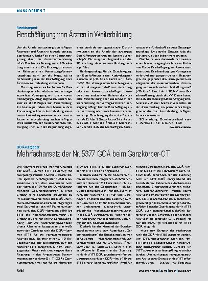Vorschauseite 1: Rechtsreport: Beschäftigung von Ärzten in Weiterbildung