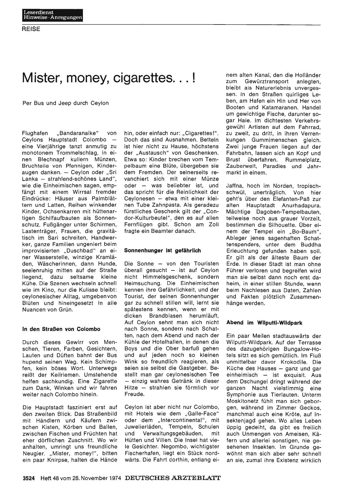 Vorschauseite 1: Mister, money, cigarettes. .. !