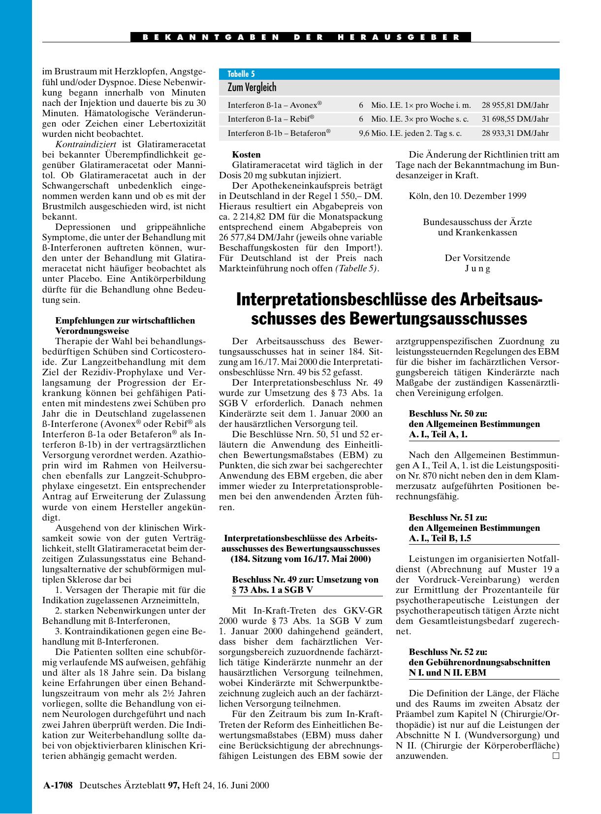 Vorschauseite 1: Interpretationsbeschlüsse des Arbeitsausschusses des Bewertungsausschusses