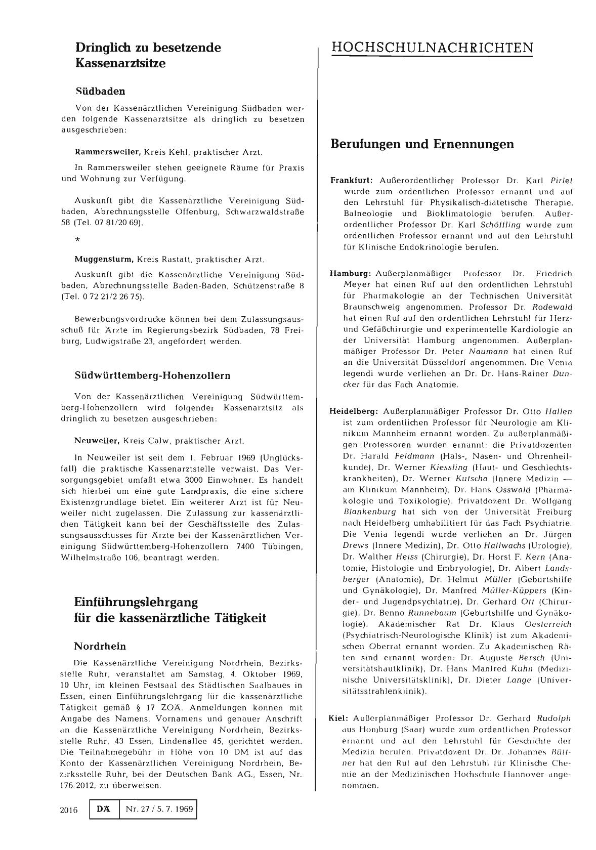 Vorschauseite 1: Dringlich zu besetzende Kassenarztsitze