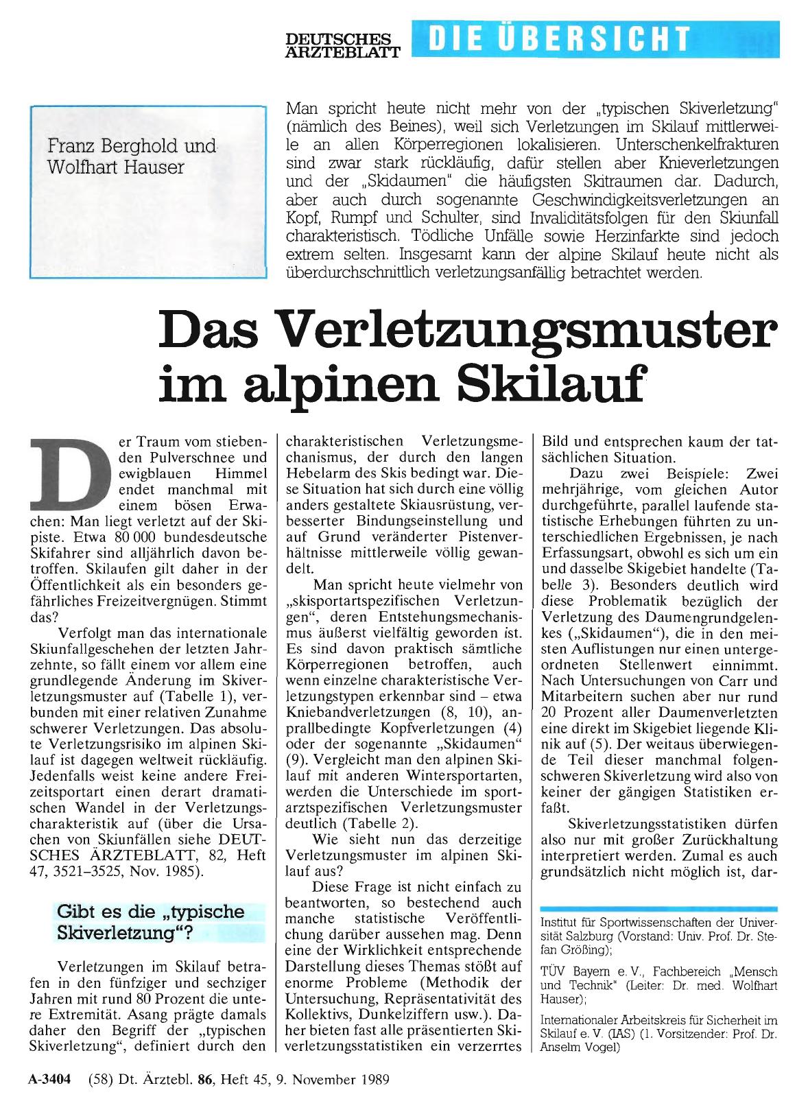 Vorschauseite 1: Das Verletzungsmuster im alpinen Skilauf