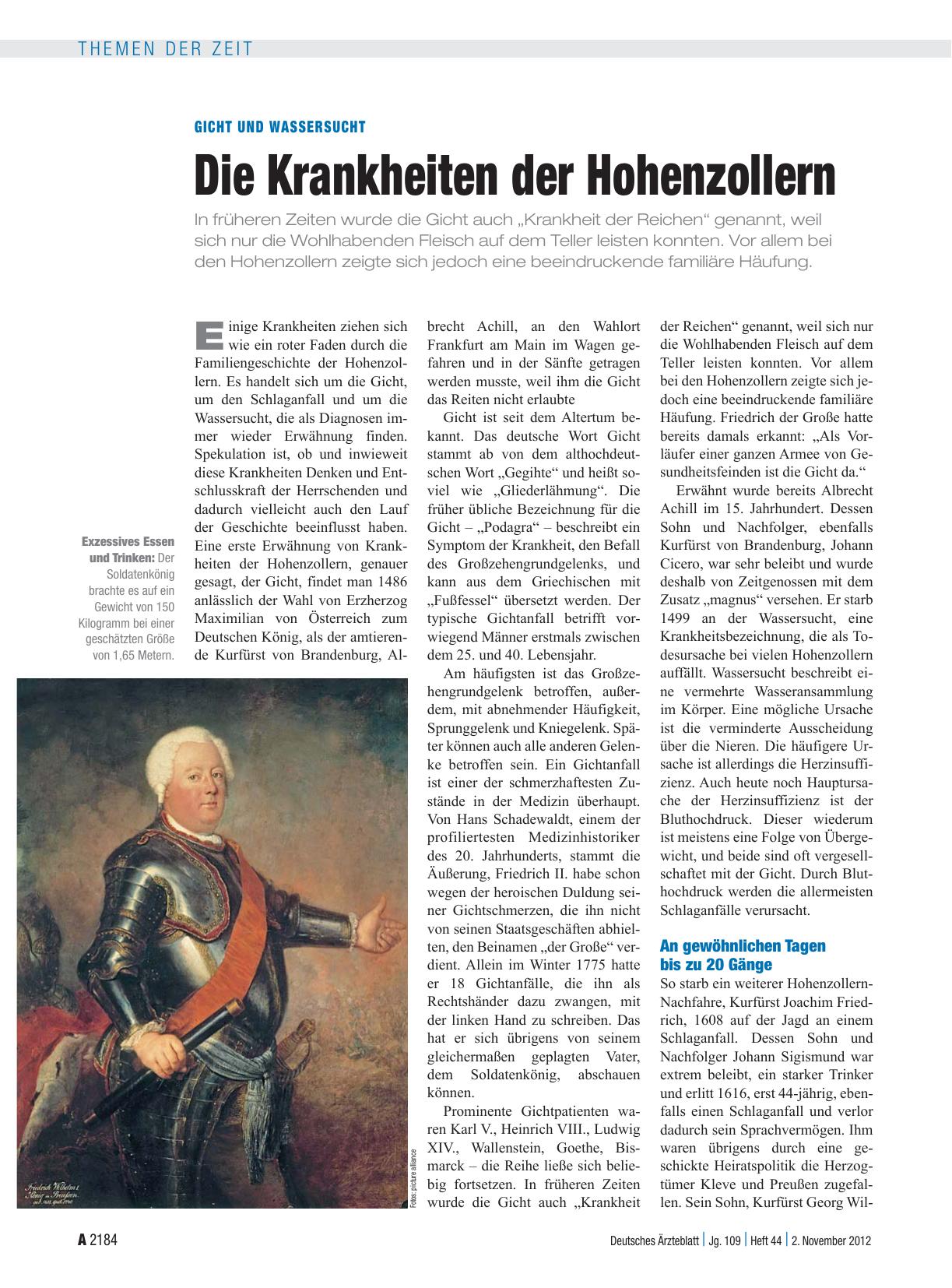 Vorschauseite 1: Gicht und Wassersucht: Die Krankheiten der Hohenzollern