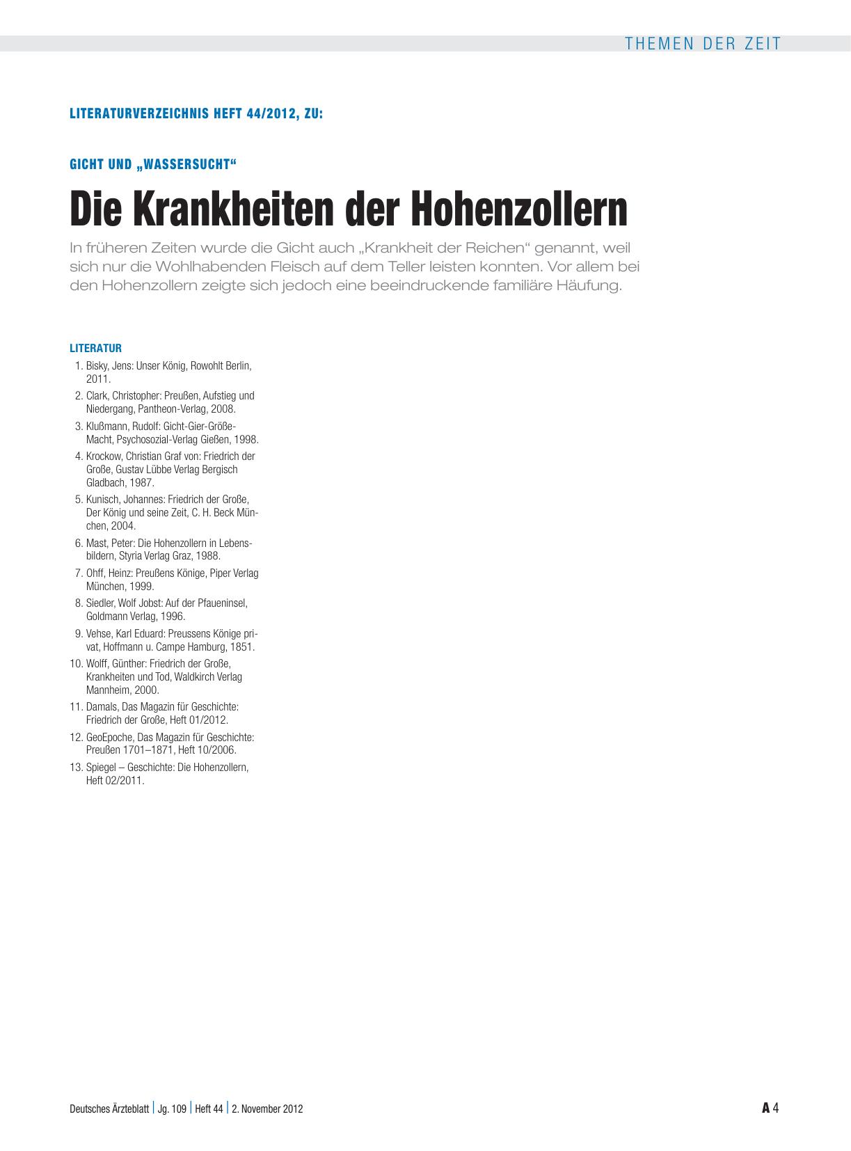 Vorschauseite 4: Gicht und Wassersucht: Die Krankheiten der Hohenzollern