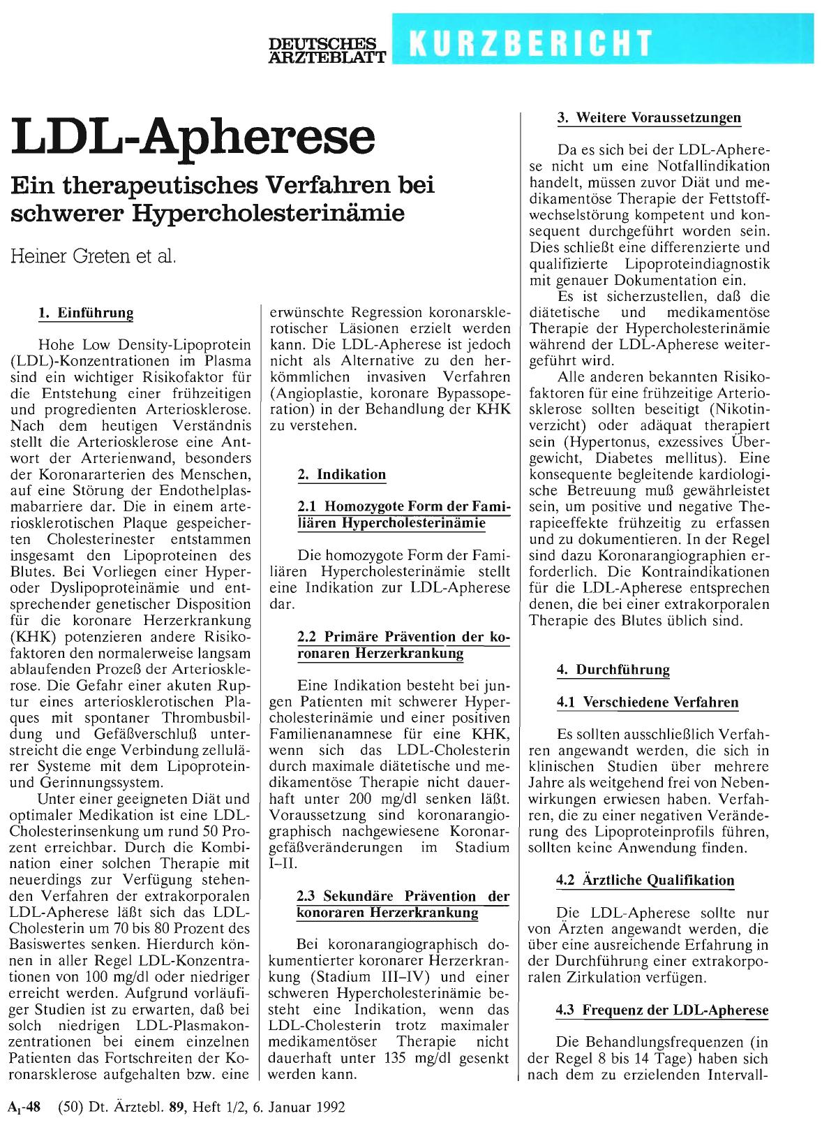Vorschauseite 1: LDL-Apherese