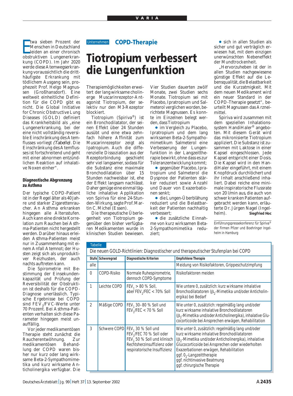 Vorschauseite 1: COPD-Therapie: Tiotropium verbessert die Lungenfunktion