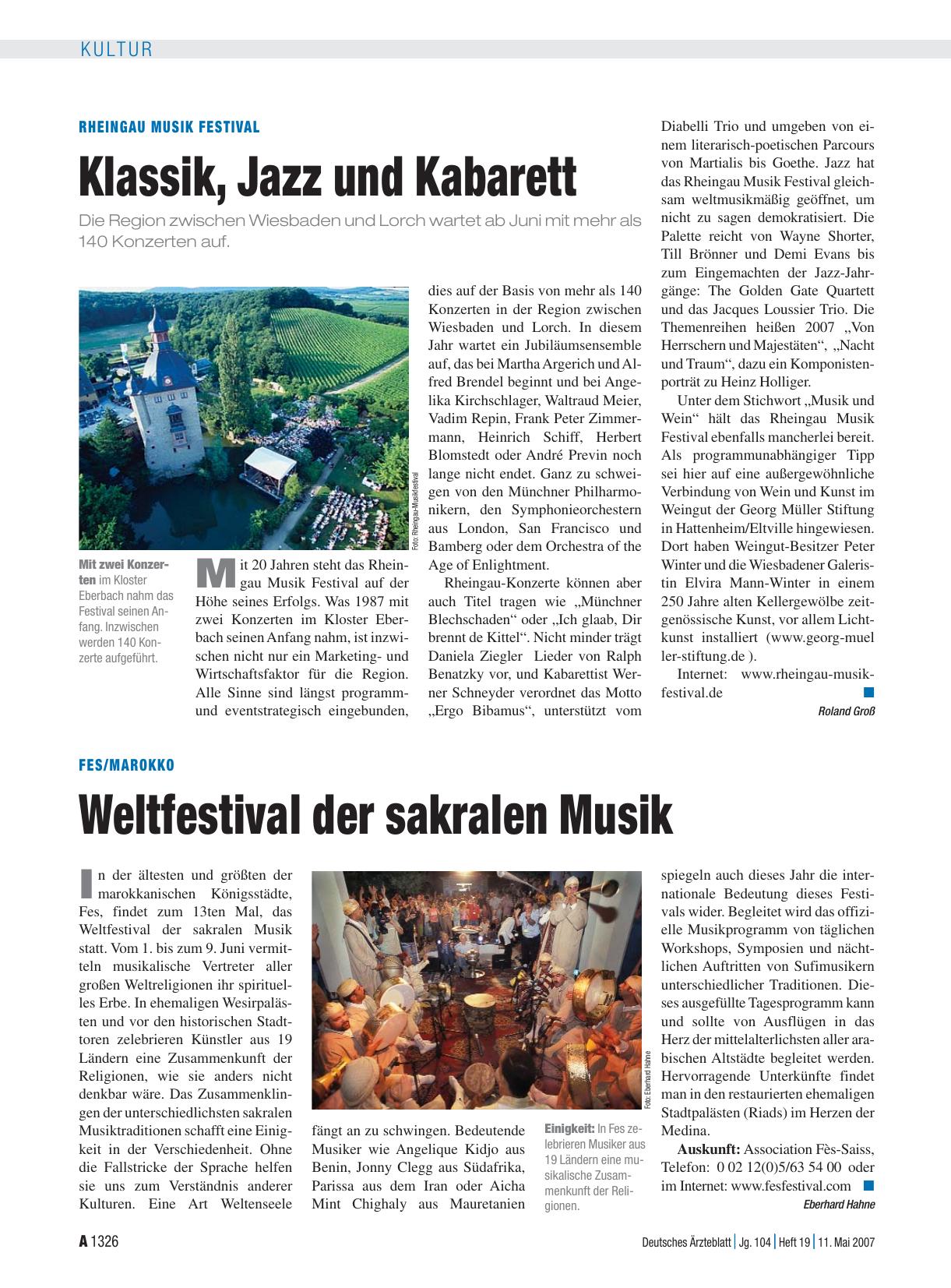 Vorschauseite 1: Rheingau Musik Festival: Klassik, Jazz und Kabarett