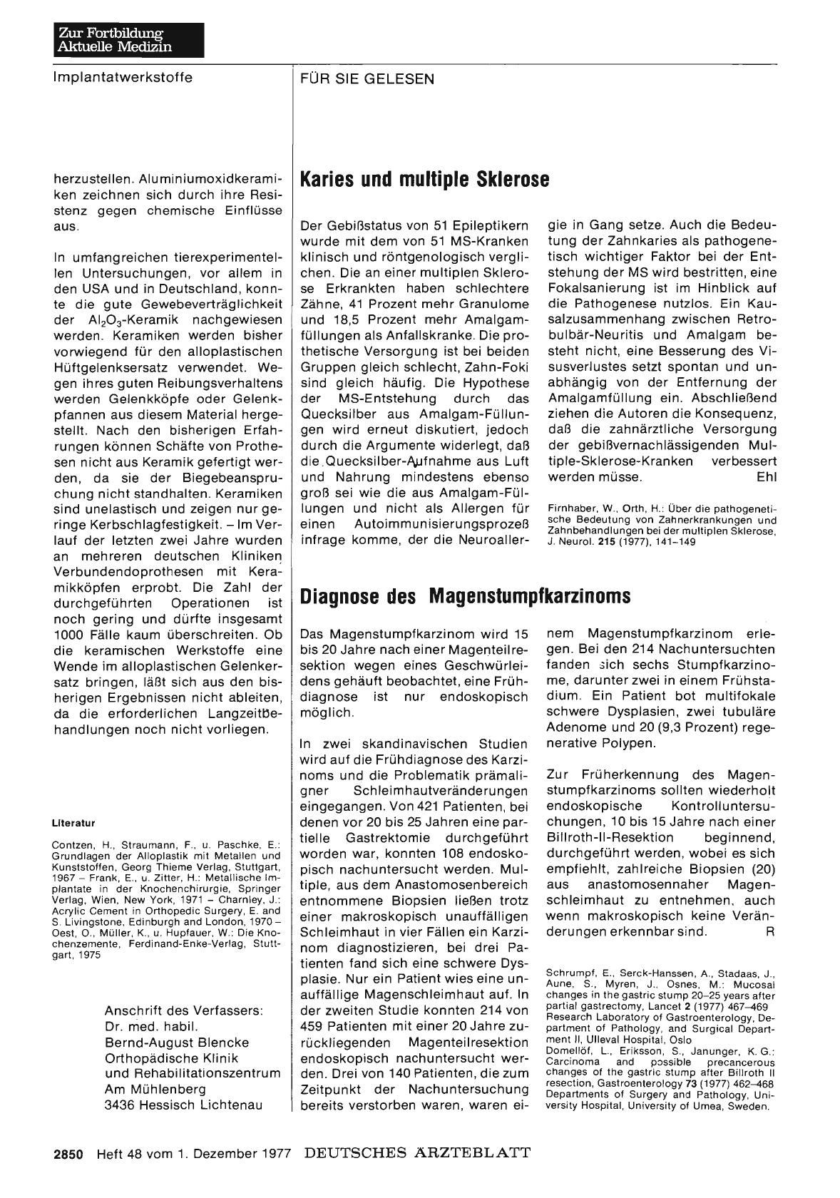 Vorschauseite 1: Diagnose des Magenstumpfkarzinoms