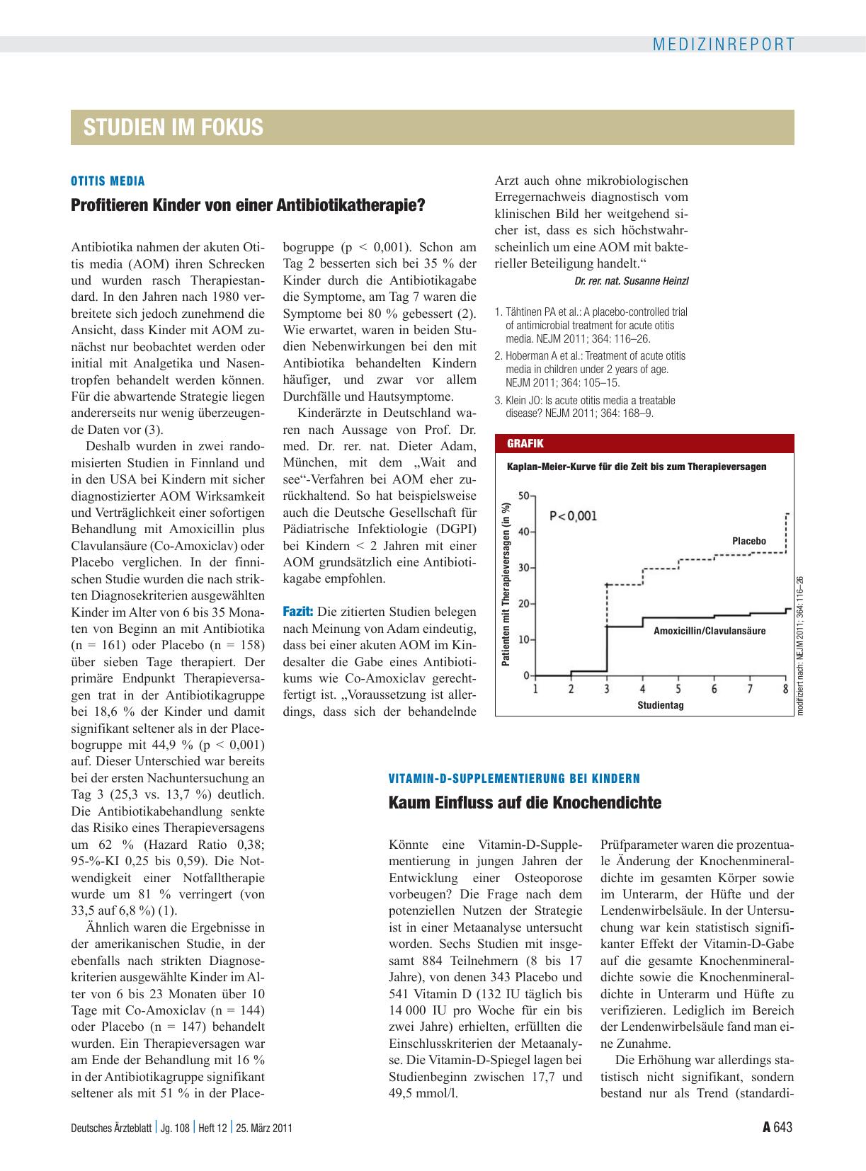 Vorschauseite 1: Otitis media: Profitieren Kinder von einer Antibiotikatherapie?