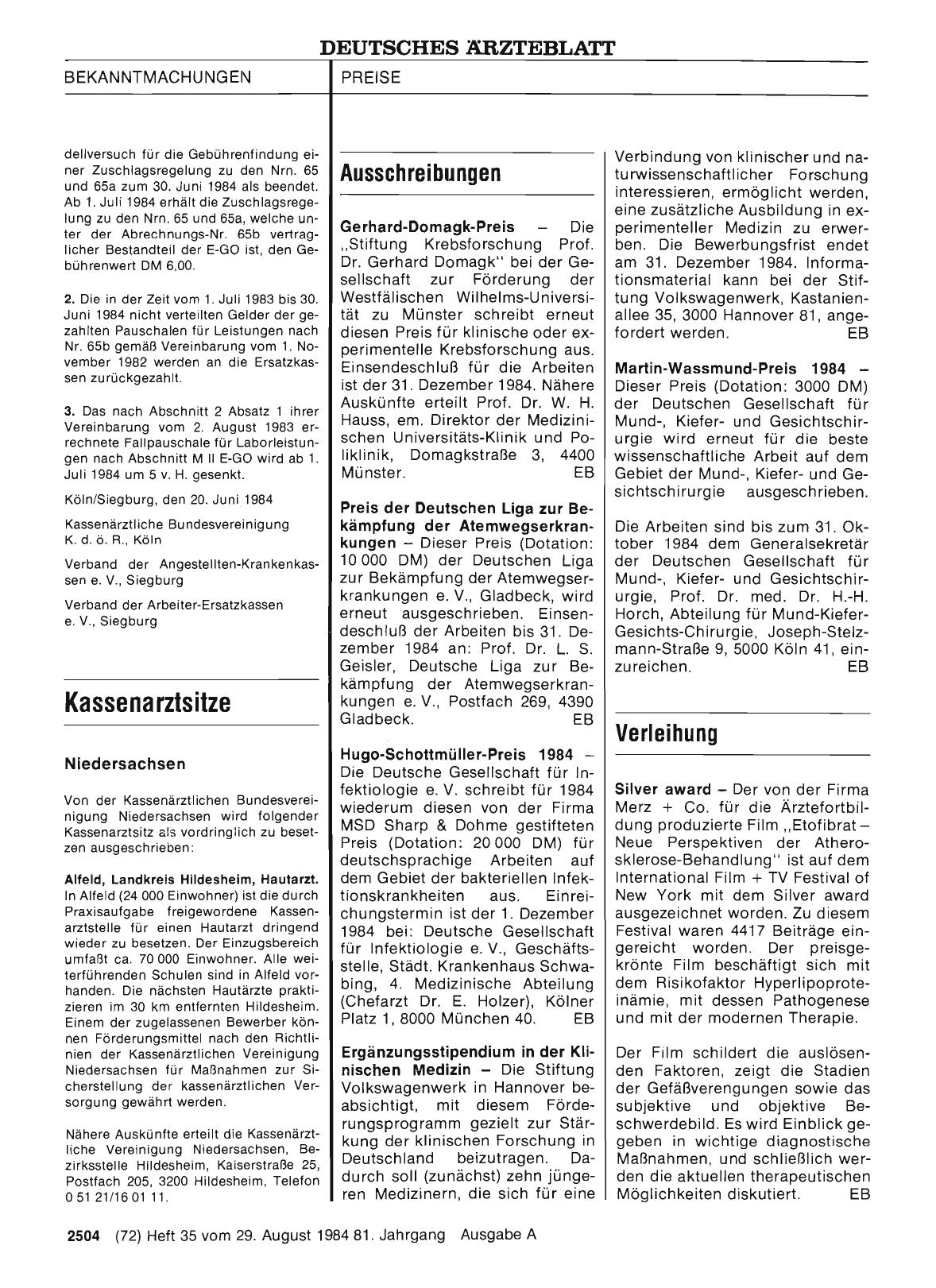 Vorschauseite 1: Verleihung