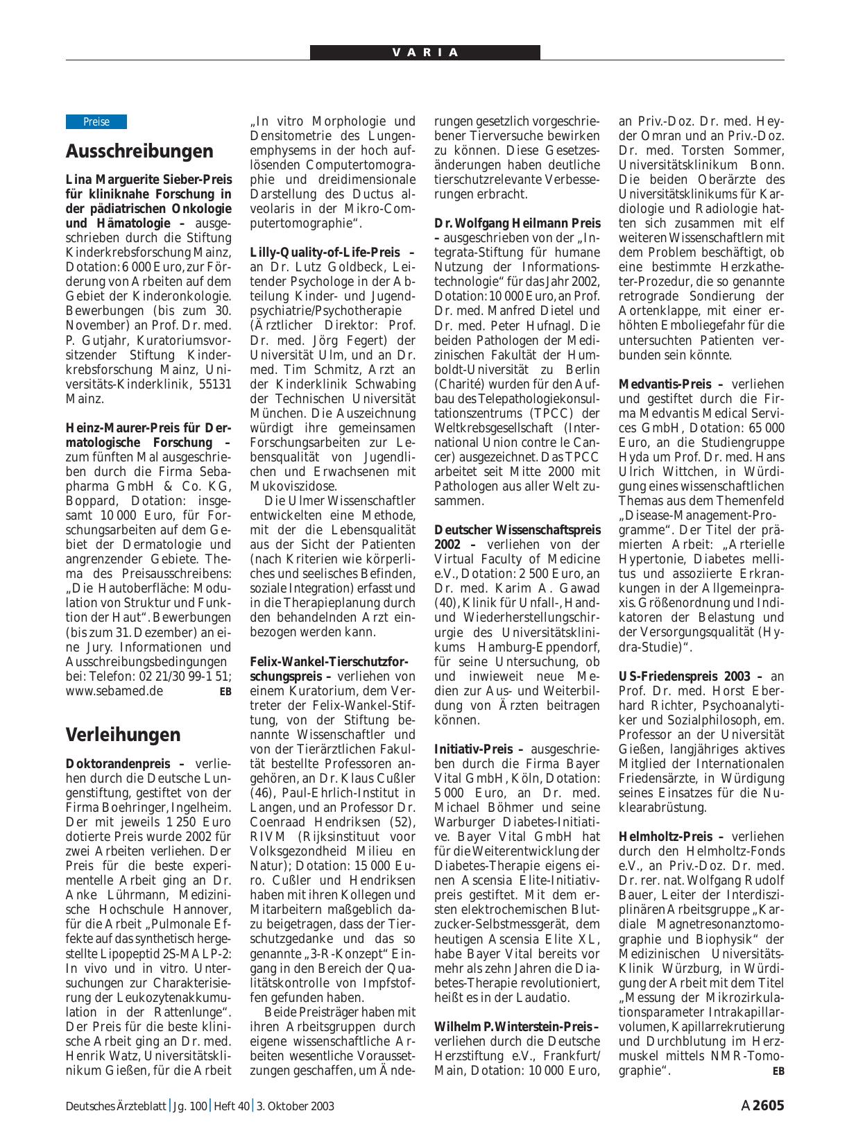 Vorschauseite 1: Ausschreibungen
