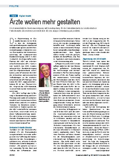 Vorschauseite 1: Digital Health: Ärzte wollen mehr gestalten