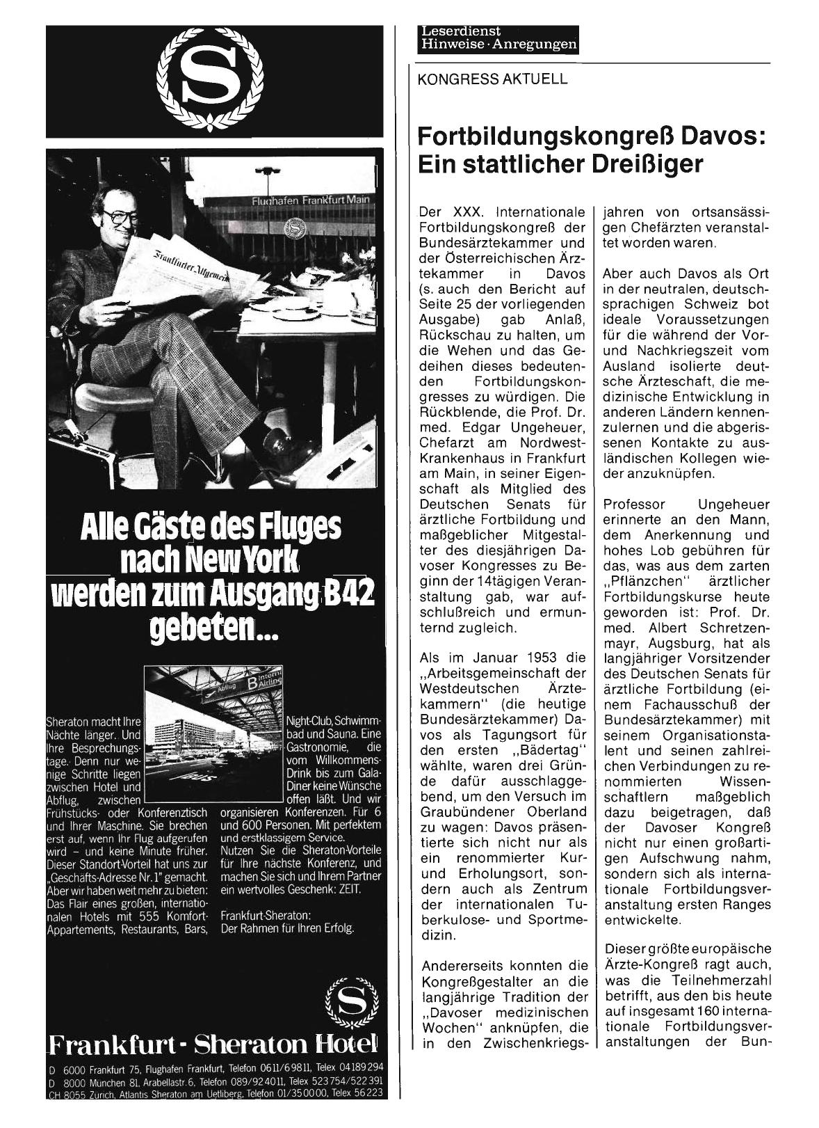 Vorschauseite 1: Fortbildungskongreß Davos: Ein stattlicher Dreißiger