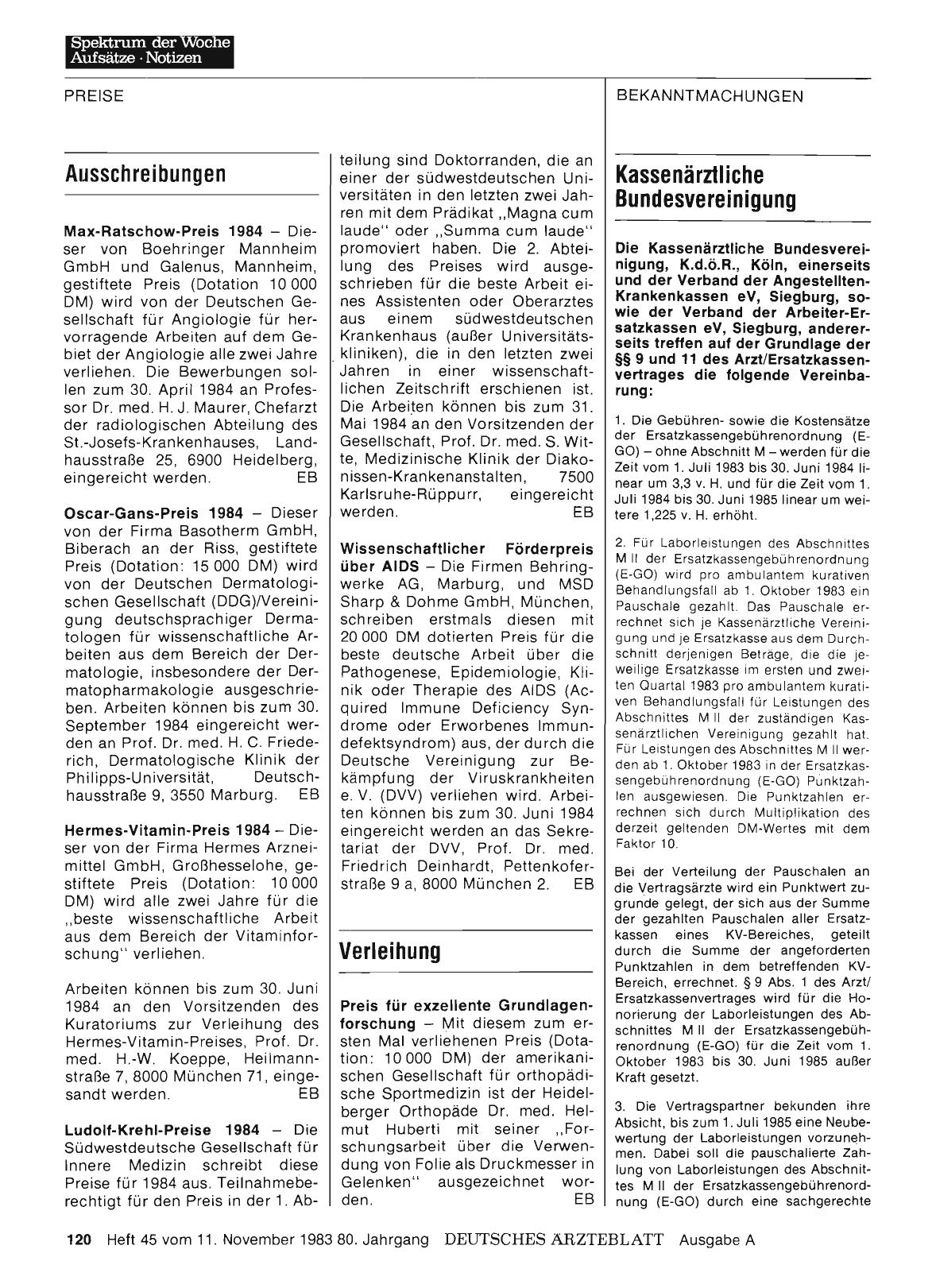 Vorschauseite 1: Ausschreibungen