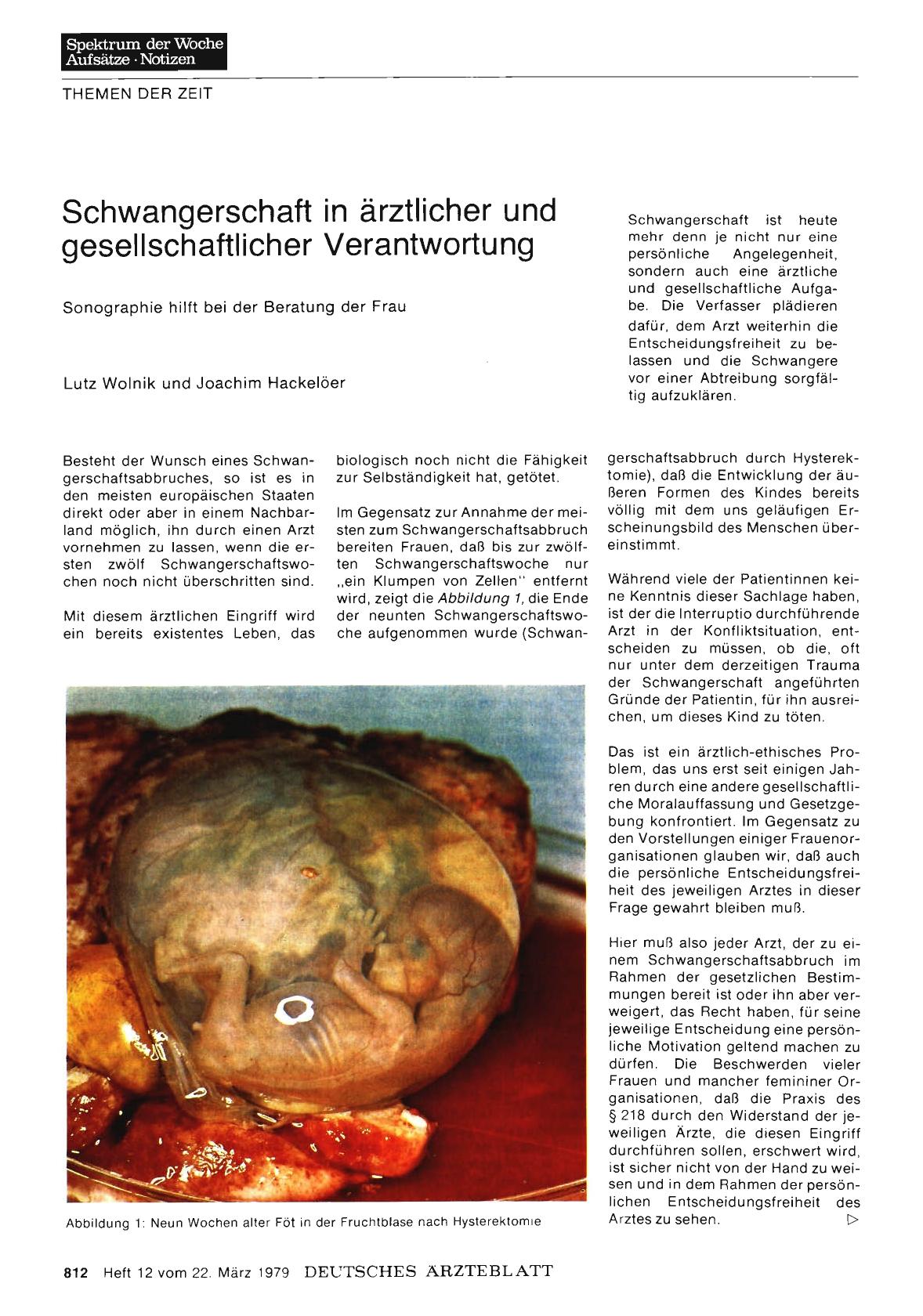 Vorschauseite 1: Schwangerschaft in ärztlicher und gesellschaftlicher Verantwortung