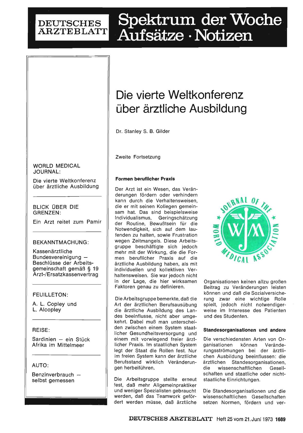 Vorschauseite 1: Die vierte Weltkonferenz über ärztliche Ausbildung
