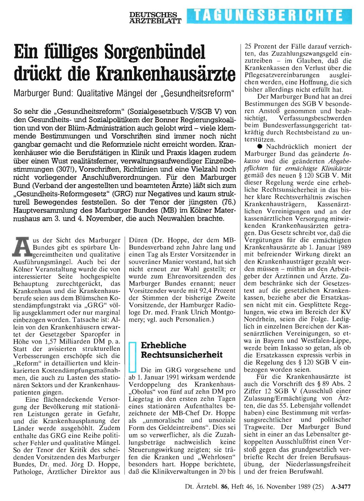 Vorschauseite 1: Ein fülliges Sorgenbündel drückt die Krankenhausärzte