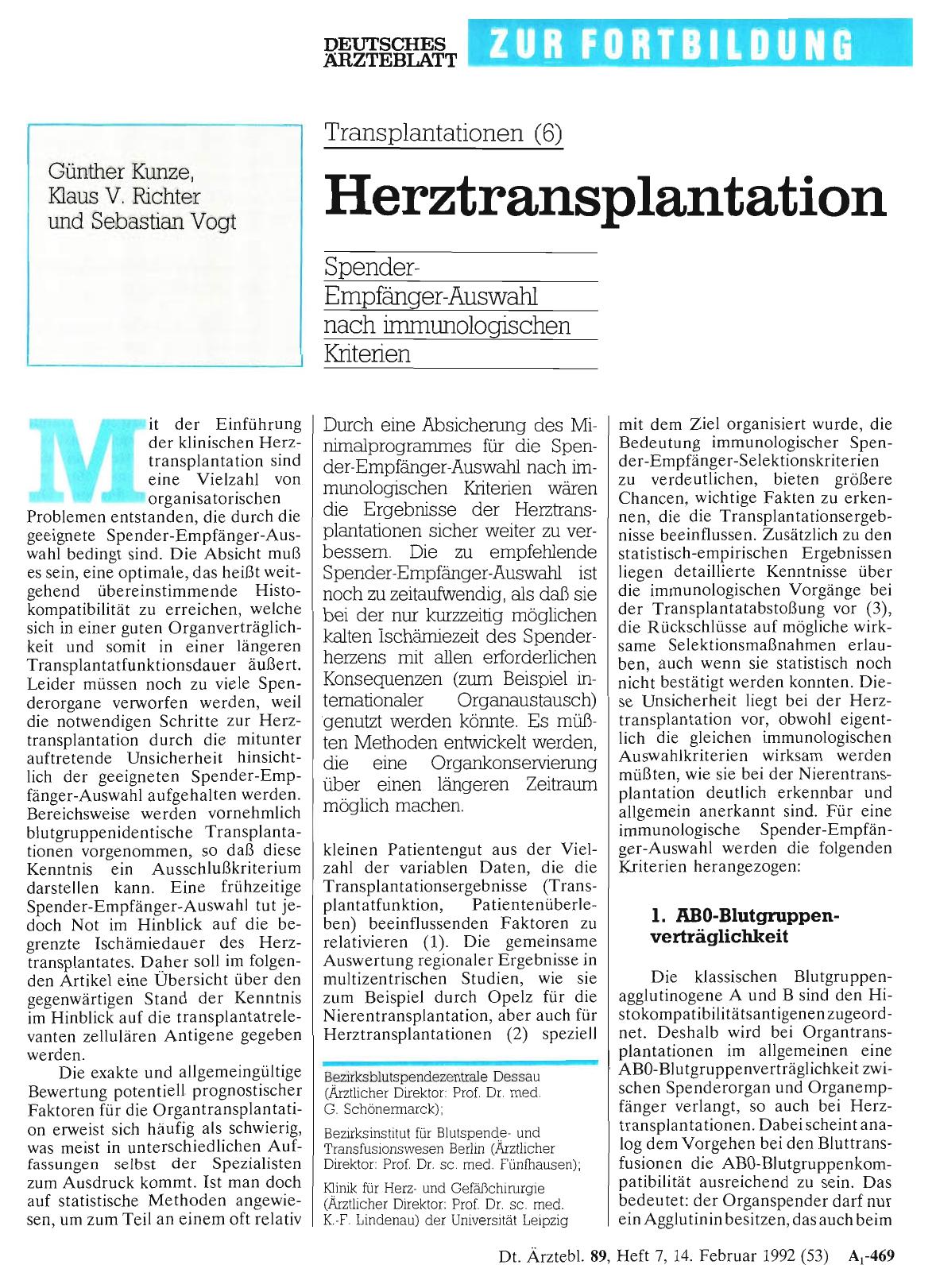 Vorschauseite 1: Transplantationen (6): Herztransplantation