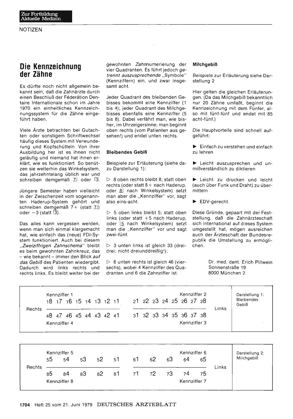 Vorschauseite 1: Die Kennzeichnung der Zähne