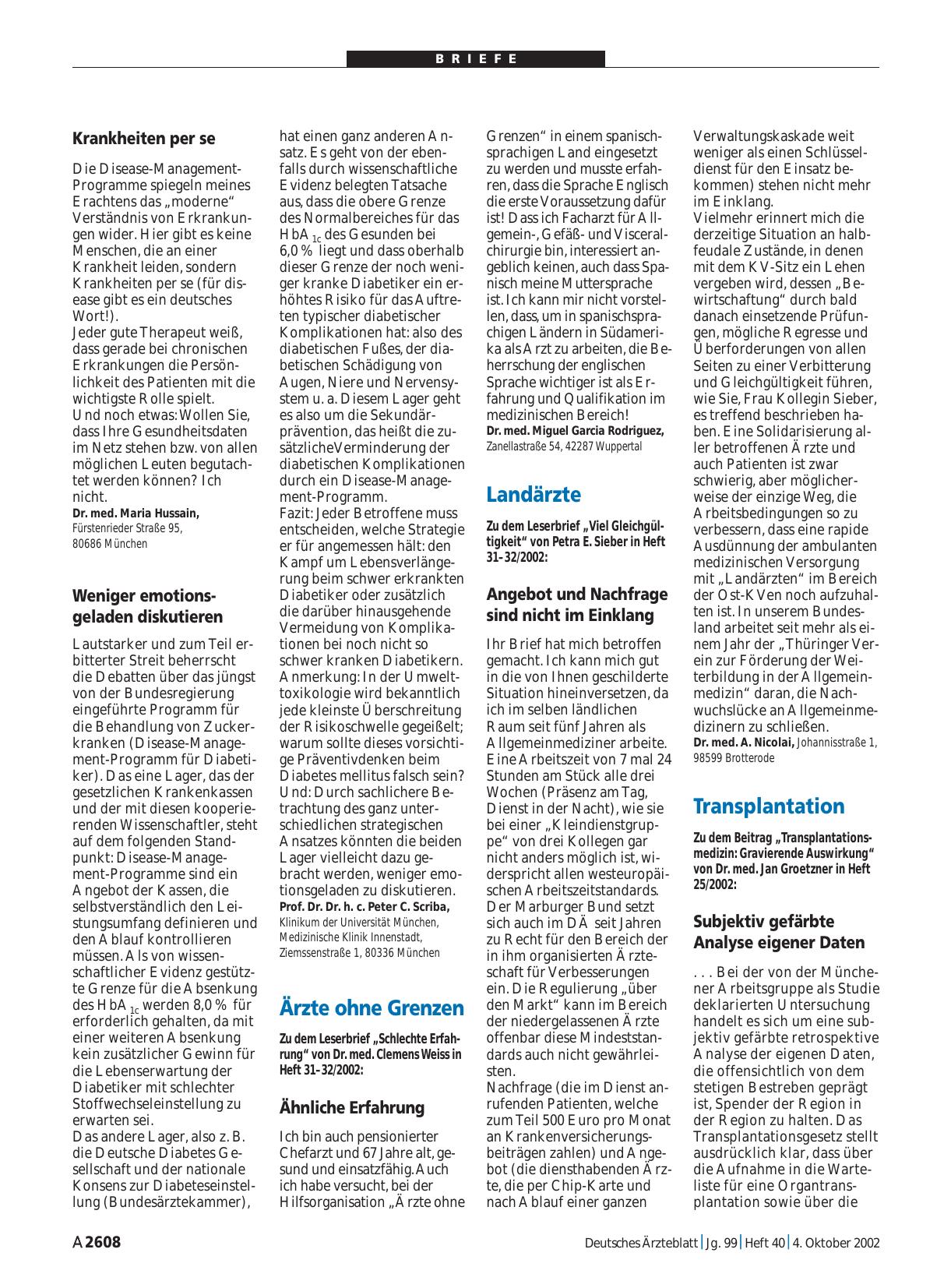 Vorschauseite 1: Transplantation: Subjektiv gefärbte Analyse eigener Daten