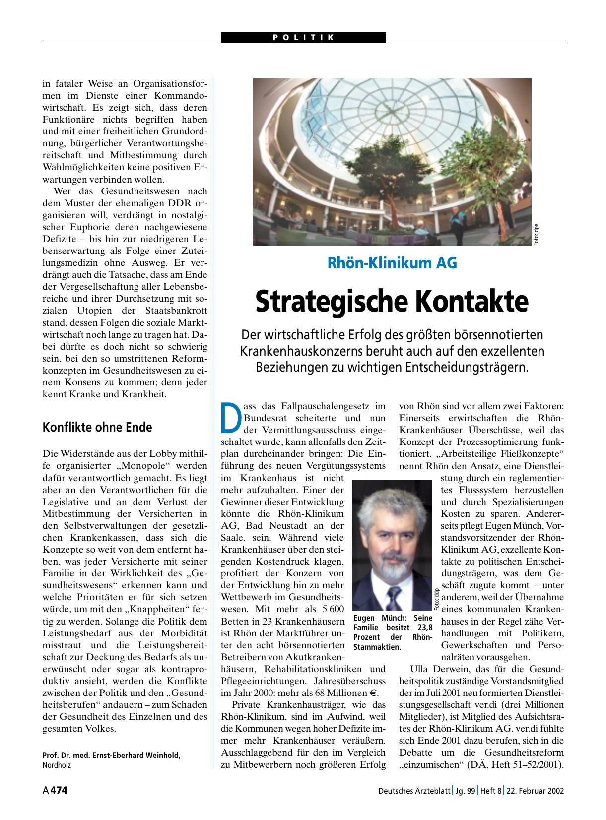 Vorschauseite 1: Rhön-Klinikum AG: Strategische Kontakte